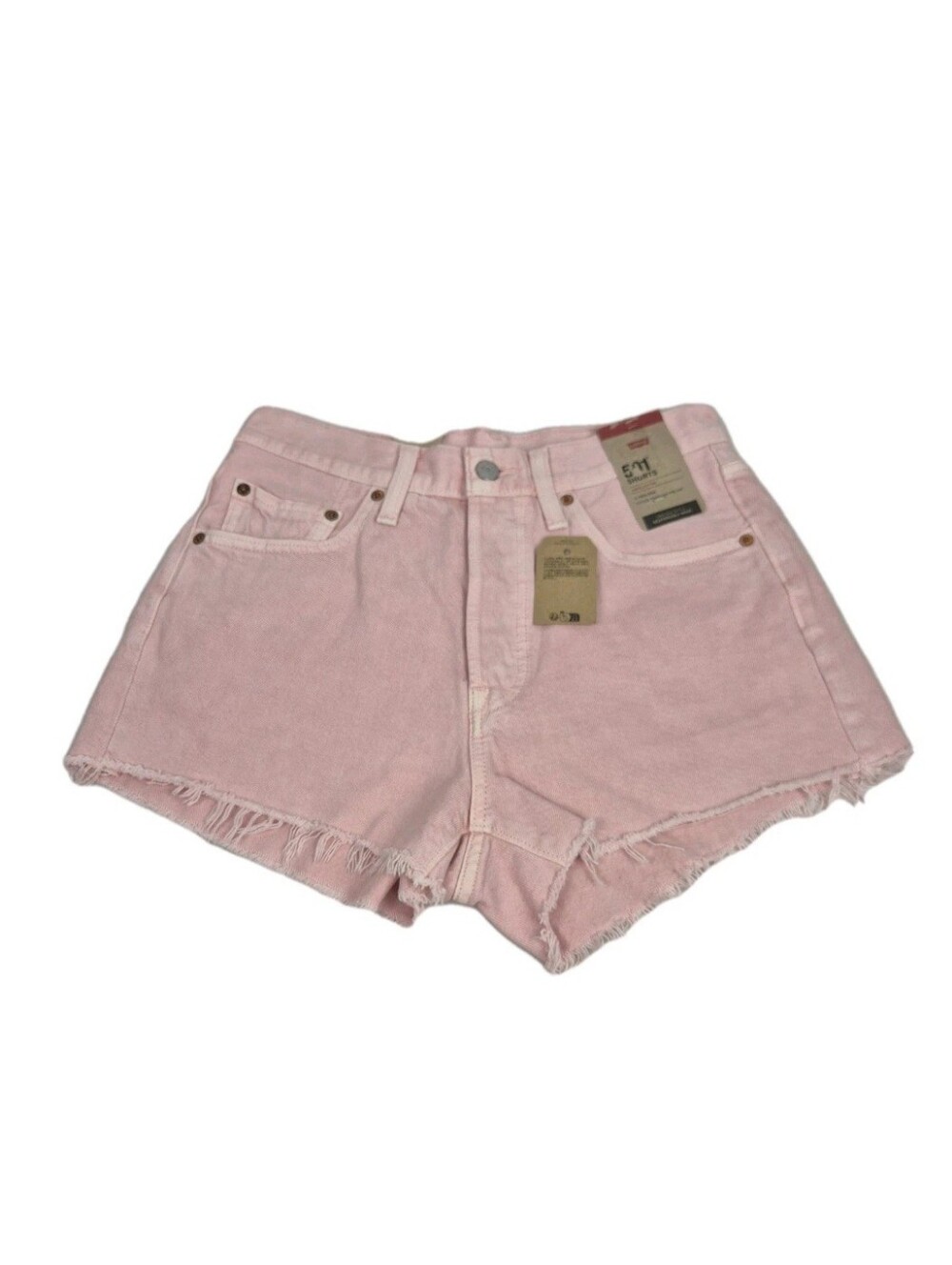 Levi's 501 Denim Shorts Womens Size 28 Pink Button Fly High Rise Cotton 28
